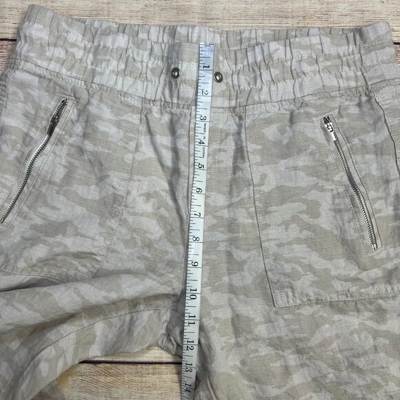 Athleta Camo Tide Linen Joggers Pants Gray Size 8 Zipper Pockets - Picture 5 of 11